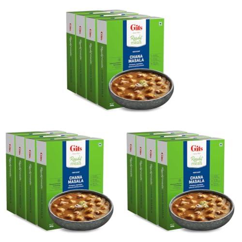 Image of Gits Ready to Eat Chana Masala, Pure Veg, Heat and Eat,1200 g (Pack of 12 X 300g)