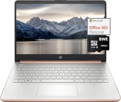HP Newest 14 Ultra Light Laptop for Students, Quad-Core Intel N4120, 8GB RAM, 192GB Storage(64GB eMMC+128GB SD Card), with 1 Yea