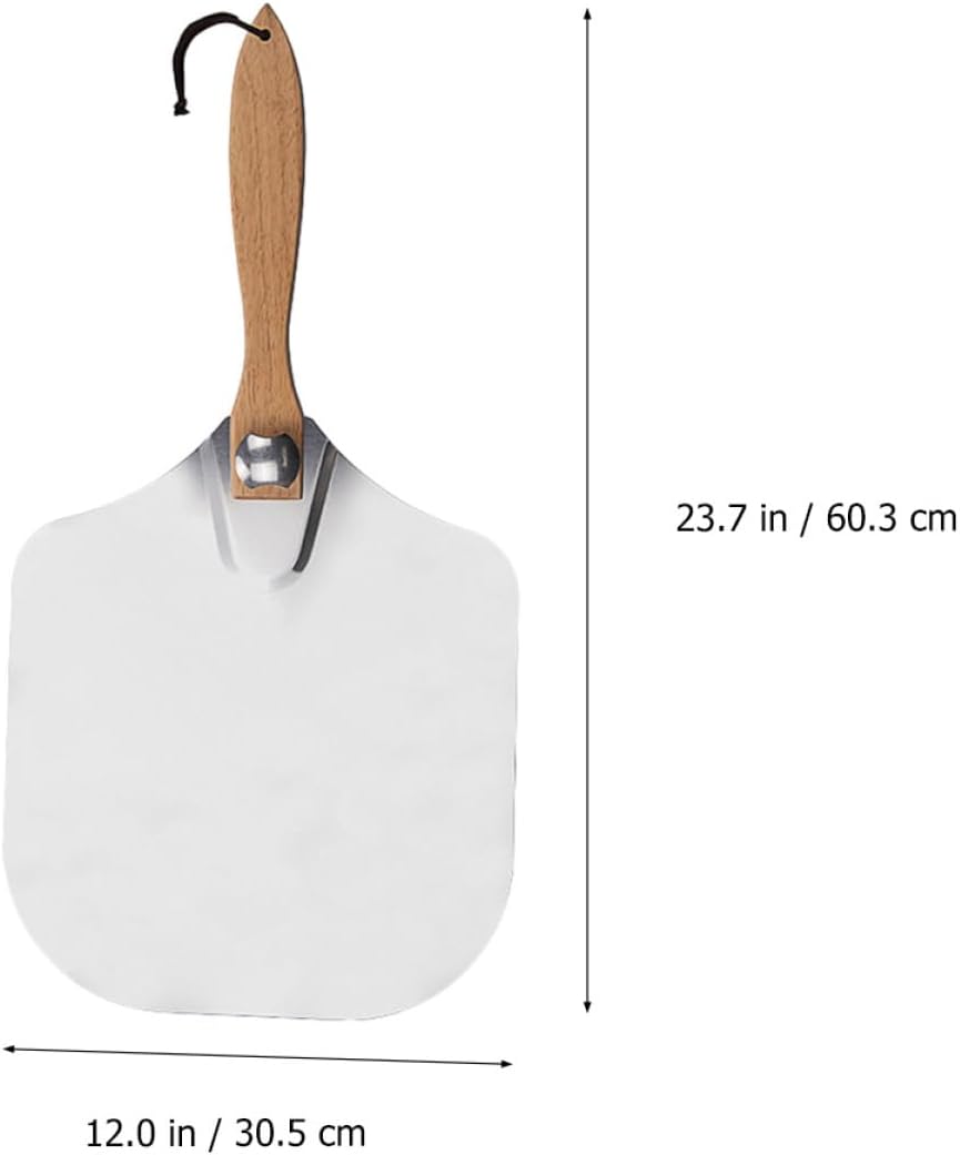 2 Pcs Aluminum Pizza Peel and Pancake Transfer Tool Set with Folding Wooden Handles, Non-stick Pizza Shovel and Stainless Steel Scraper for Kitchen Baking and Serving Random Color
