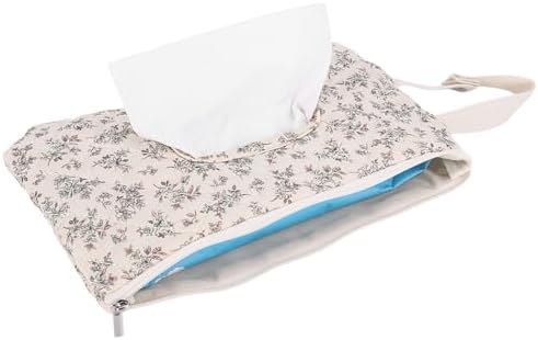 Quilted Baby Wipe Holder, Canvas Floral Quilted Pouch with Hanging Strap, Portable Diaper Wipe Holder for Travel Stroller-Polka Dots — view 4