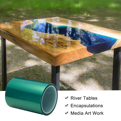 Image of MECCANIXITY Resin Tape Silicone Adhesive Tape High Temperature Resistance Easy Peeling Polyester for Epoxy Resin,River Tables,Craft,Remove Residue 5 Inch Wide 108FT Long(Green),Pack of 1