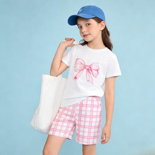 Image of Axumity Kid Toddler Girl Clothes Summer Ruffle Sleeve Figure Graphic Shirt + Shorts Summer Outfits Set