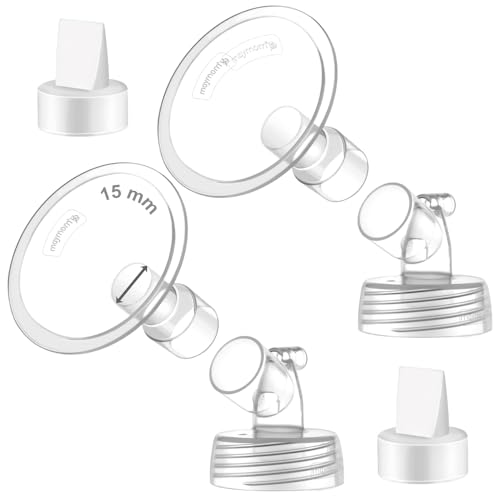 Image of 2X 15 mm Maymom Two-Piece Wide Neck Pump Parts Compatible with Spectra S1,Spectra S2 Pumps and 2 Valves; Incl Wide Mouth Flanges; Not Original Spectra Flange; (15mm Flange with Valve)