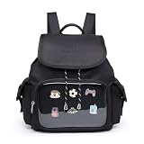 Mochila Ita para colecionadores de alfinetes Kawaii, para mulheres, Preto, Medium, Casual