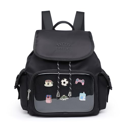 Mochila Ita para colecionadores de alfinetes Kawaii, para mulheres, Preto, Medium, Casual