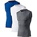 TopTie Men's 3 Pack Workout Tank Top, Compression Shirts Sleeveless, Athletic Muscle Vest for Gym-02#White/Grey/Black-XXL