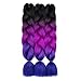 RN BEAUTY Synthetic Jumbo Braids Hair Extensions Good Cheap Weave High Temperature Heat Resistant Fiber Ombre Braiding Hair for Afro Twist Crochet Hair 3 Bundles Lot 24 inch 3 Tone Black/Purple/Blue