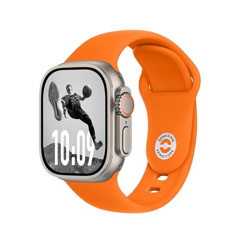 Bracelet Apple Watch silicone homme femme orange SB PRO compatible iWatch Se Series 10 9 8 45mm