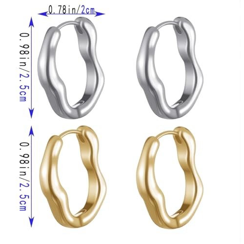 2-Pack Irregular Statement Earrings for Women 14K Gold Plated and Sterling Silver Plated Lightweight Hypoallergenic Jewelry Daily Earrings Set for Gift4