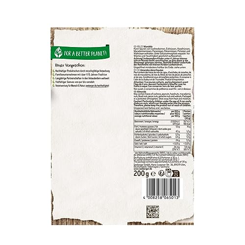 Seeberger Mandeln 12er Pack: Große, knackige Mandelkerne mit einem zart-süßlichen Aroma - reich an Vitaminen & pur im Geschmack - naturbelassen, vegan (12 x 200 g)