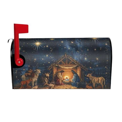 Image of Dujiea Vintage Christmas Mailbox Wrap - Magnetic Post Box Cover, Standard Size 21 inch(L) x 18 inch(W), Garden Yard Home Decor