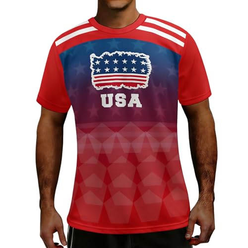 Camiseta de fútbol para hombre, manga corta, cuello redondo, camiseta de entrenamiento, transpirable, malla de verano, ligera de secado rápido, camiseta de equipo absorbente del sudor