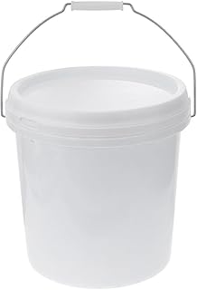 Operitacx White Plastic Bucket with Handle and Lid Food Storage Barrel Container Industrial Storage Bucket Pet Food Storage Pail Household Paint Bucket Small Bucket Container (5 L/1.32 Gallon)