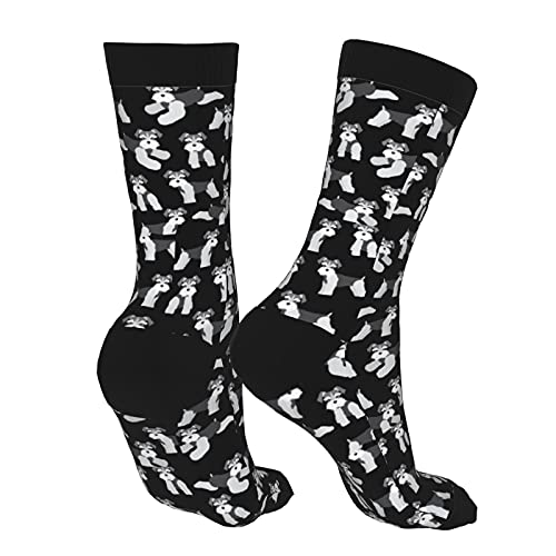 Cute Schnauzer Dog Pattern - Mens Fun Casual One Size Long Socks,All Season Cozy Luxury Warm/Breathable Mid-Calf Ankle Socks For Run Sport School Cosplay Anime Cartoon #TOP2