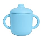 Catii 6 Months+ Sippy Cups with Handles, Small Silicone Sippy Cups Leak Proof 5oz,No Spill Sippy cups for Toddlers (Powder Blue)