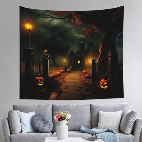 Tapiz con estampado de Halloween de 60 x 51 pulgadas para colgar en pared