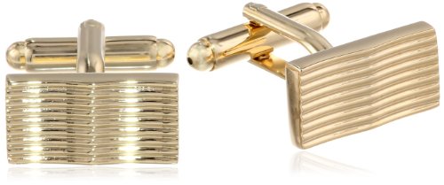 Stacy Adams Men's Gold Cuff Link & Tie Bar W/ridges Set, One Size