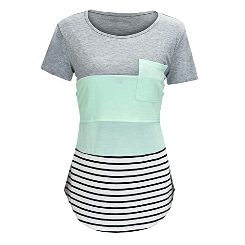 Womens Maternity Shirts Pregnancy Tee Top Tunic Blouse Casual Mama Clothes Nursing Tops for Women Breastfeeding, A05-gray, XX-Large