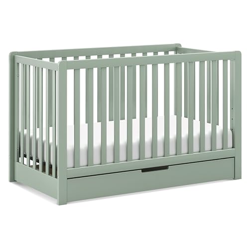Carter's by DaVinci Colby 4-in-1 Convertible Crib with Trundle Drawer in Light Sage, Greenguard Gold Certified, Undercrib Storage