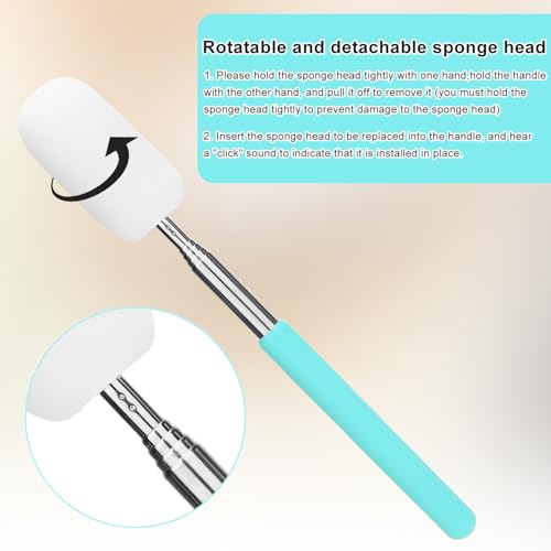 Image of Gosknor Telescoping Sponge Pottery, Retractable Clay Tool Sponges on Stick Extend up to 28.35in Telescoping Sponge Sticks for Pottery (Blue)