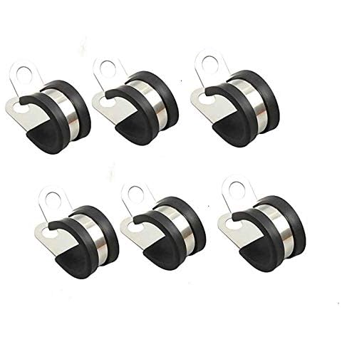 6Pcs Rubber Cushioned Cable Clamp 304 Stainless Steel Hose Clamp/Metal Clamp/Tube Holder Fastener for Tube/Pipe or Wire Cord Installation (8mm) Cover