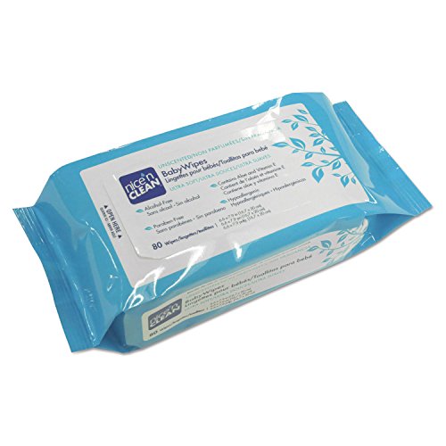 Sani Professional A630FW Nice 'n Clean Unscented Baby Wipes, 6 1/2 x 9, White, 80/Pack, 12 Packs/Ctn
