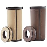 VALICLUD 2 Piezas Caja de Pañuelos para Coche Organizador Multifuncional de Cuero Marrón y Beige Dispensador Compacto para Salón Escritorio y Ventana con Función Rompecristales