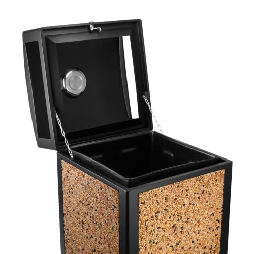 Image of Alpine Industries Rugged 40-Gallon All-Weather Outdoor Recycle Bin Trash Container - Weather Resistant Metal Trash Can with 4 Openings and Lockable Lid Use in Commercial Spaces and Open Ground Areas