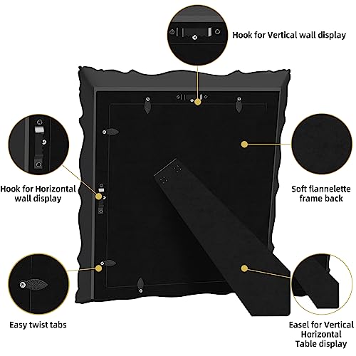 Image of Saysmile 8x10 Vintage Picture Frame with Embossed Flower Design, Black Ornate Frame for 8x10 or 5x7 Pictures with White Mat, Hand-Crafted Resin Antique Frames for Tabletop & Wall Hanging, Home Decor (Black)