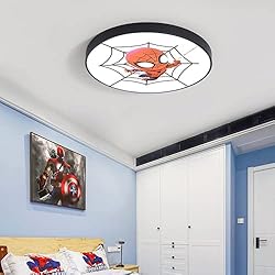 Lampara Hombre Araña Plafón Para Niños Led Lámpara De Techo Para Habitación Infantil Chico Chica Dormitorios Hombre Araña 50Cm Luz Blanca Lámpara De Habitación Redonda De Dibujos Animados
