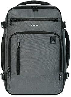 ECOHUB Ryanair Cabin Bag 40x20x25 Travel Hand Luggage Backpack Recycled PET Eco Friendly Under Seat Carry-ons Bag 20L, Grey