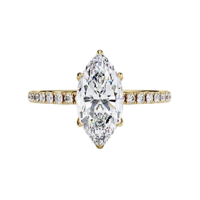 1.25 CT Marquise Lab Grown Diamond Engagement Ring in 14K White Gold – Certified, F/G Color, VS Clarity Center Stone with 0.31 CT Round F/G VS Side Diamonds