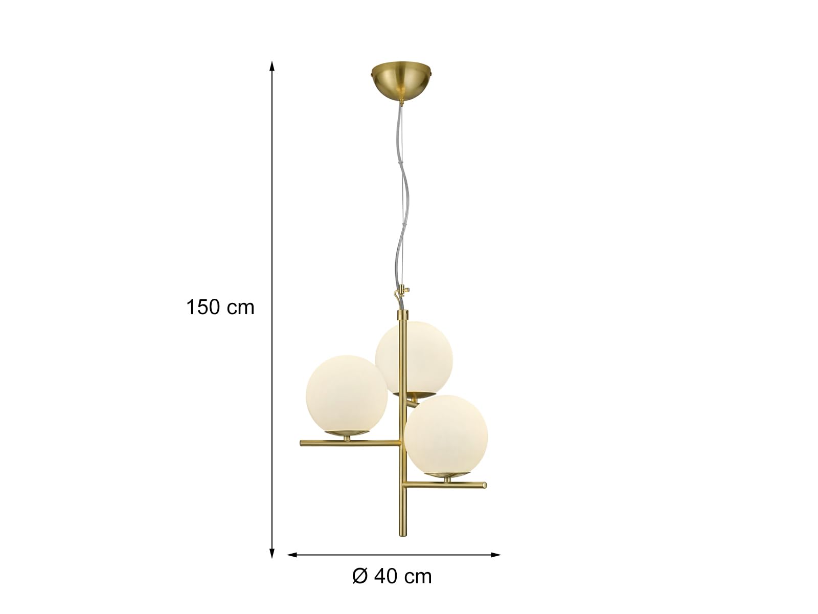 Trio Leuchten Lampada a sospensione flore - Art déco - Metallo,Vetro - Oro/Bianco - Sfera/Oblungo Max. 3 x 28