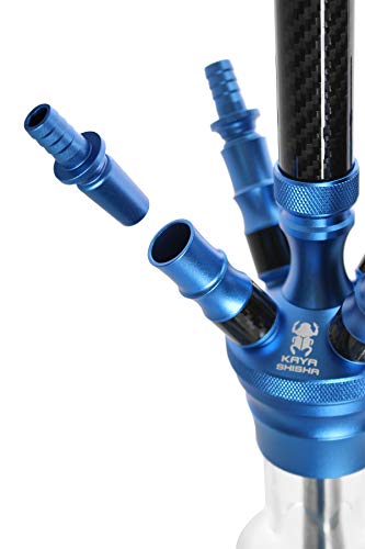 Kaya Shisha Elox Eco Carbonia - Aluminium Hookah 70cm im Carbon Look mit 4 Anschlüssen und Zubehör (Blau) – Bild 6