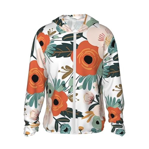 Veste à capuche fleurs printanières zippée intégrale à poches