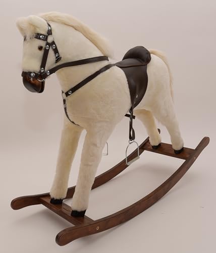 ALANEL T - Grand cheval à bascule - Fait main - De qualité supérieure - Blanc