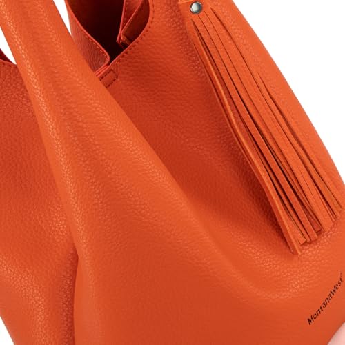 Image of Montana West Hobo Bags for Women Slouchy Handbags 2PCS Tassels Shoulder Bag with Comestic Bag