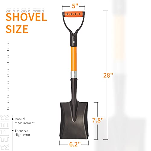 Mini Square Shovel, Kids Beach Shovel ,Shovels For Digging 28-Inch With Fiberglass Handle,Small Garden Shovel, Kids Snow Shovel,Shovels For Gardening With D- Handle Gardening Tools #TOP6