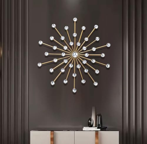 Image of ZOVE Modern Gold Starburst Crystal Wall Art - Luxury Metal Sunburst Wall Decor for Living Room, Bedroom & Hallway - Elegant Decorative Wall Accent Size : 19.5 x 19.5 Inch