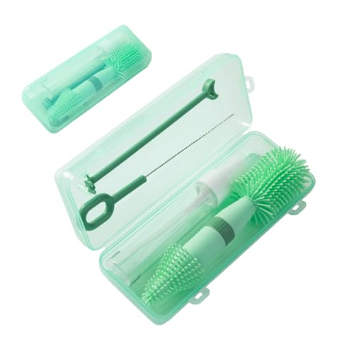 Image of Chemimoso Small Silicone Baby Bottle Brush for Newborn Anti-Colic Baby Bottles，Portable Travel Bottle Cleaner Brush，Suit for Baby Bottles Less Than 8 OZ，Green