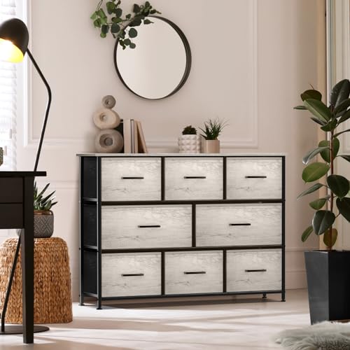 Sorbus Wide 8-Drawer Dresser, Wood Top & Fabric Drawers (Greige) - image 2