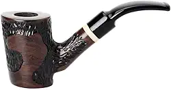 MUXIANG Cachimbo de ébano feito à mão para entalhe hastes dobradas com imitação de marfim anel decorativo cachimbo caixa de presente e acessórios WGAC0025K01