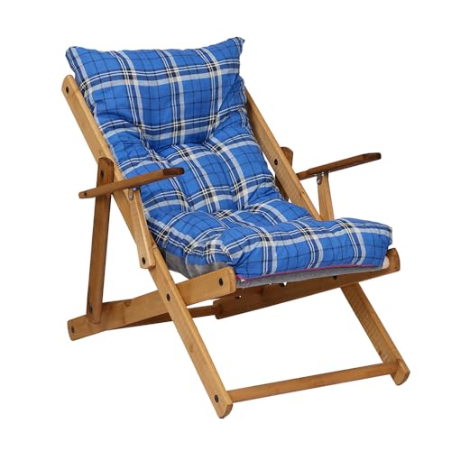 Liberoshopping Fauteuil Chaise Longue Relax inclinable 3 Positions en Bois Pliant (Turquoise)