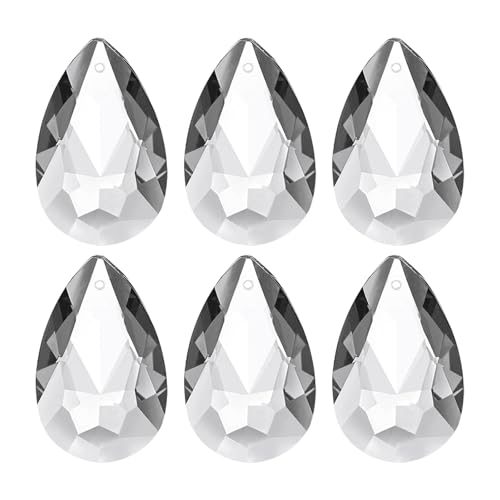 PATIKIL 6 Pezzi Pendenti In Cristallo, 38mm, Forma a Goccia, Trasparente, Acchiappasole in cristallo, Pendenti per Lampadario Decorazione, Finestra, Giardino, Casa