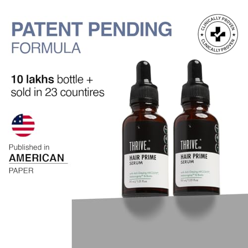 Image of ThriveCo Anti-Grey Hair Prime Serum | Reverse Greying Hair & Beard | Advanced Clinically Proven Treatment | With Arcedin + Arcolys +Biotin | Light-Weight, Non-Sticky | Men and Women | 50 ml