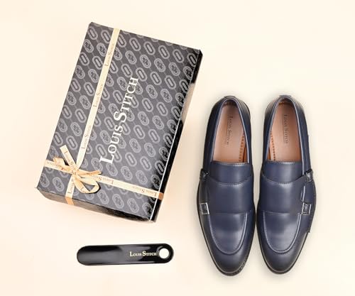 Image of LOUIS STITCH Double Monk Strap Shoes for Men | Slip-on Monk Style | Office Shoes for Men | Formal Shoe for Men Ideal for Business, Casual, Parties (LSRG FMBB)