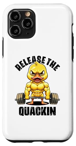 Rilasciare The Quackin Duck Lovers Funny Weightlifting Duck Duck Custodia per iPhone 11 Pro