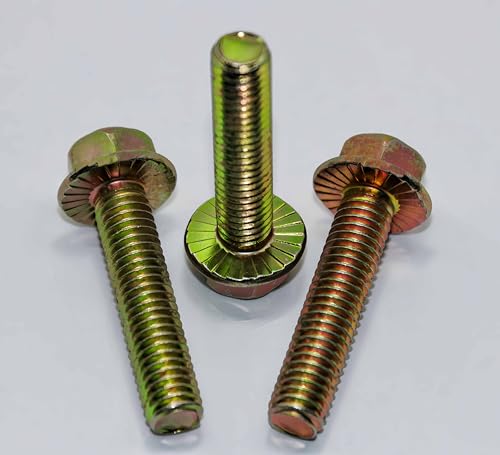 Image of 3 /8 inch x 1-3 /4 inch Flanged Hex Toothed Bolt by Color Zinc Plated, Alloy Steel,Grade 5.(10pcs Pack) by Metalsuberg