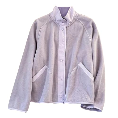 Women's Sherpa Jackets Oversized Stand Collar Fleece Button Jacket Winter Warm Fuzzy Casual Cardigan Coat With Pockets