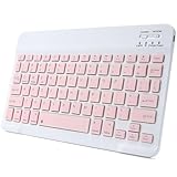 KUNSI Bluetooth Keyboard for iPad, Rechargeable Slim Portable Wireless Keyboard for iPad Tablets, Compatible for All iOS/Windows/Android System Devices-Pink